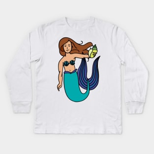 Mermaid Illustration Kids Long Sleeve T-Shirt